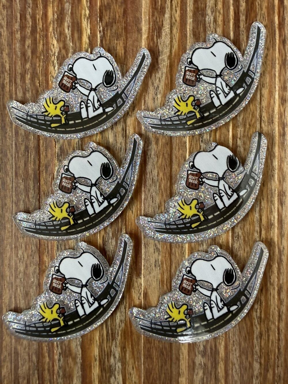 6 Pc Snoopy Acrylic Flatbacks